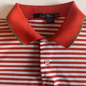 RLX Ralph Lauren Polo Shirt Men’s XL Red White Green Striped Golf Holiday